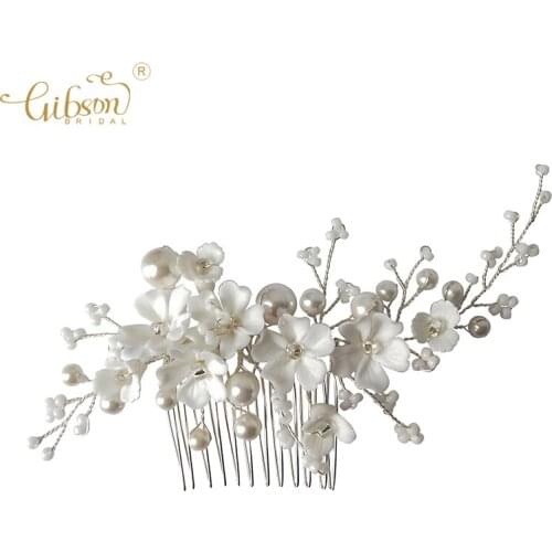Wedding Dress Headpiece Cherry Blossom Pearl Bridal Hair Comb Jewelry Hair Accessories For Women