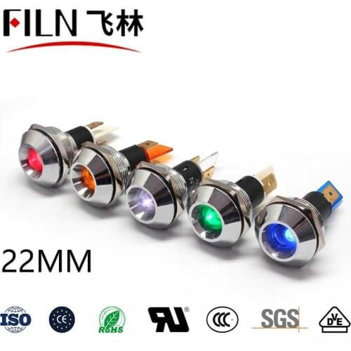 FILN Metal popular product 22mm 12v 24v 110v 220v LED Pilot Lamp Waterproof Warning Fog Turn indicator light