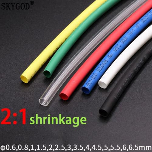 5M Dia 0.6 0.8mm 1mm 2mm 3mm 4mm 5mm 6mm 6.5mm Heat Shrink Tube 2:1 Shrink Ratio Polyolefin Insulated Cable Sleeve Mulcolor