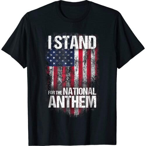 I Stand for The National Anthem. Distressed USA Flag Adult T-Shirt Mens Summer Cotton Short Sleeve O-Neck T Shirt New S-3XL