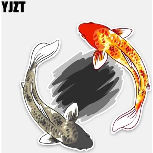 YJZT 14CM*14CM Fashion Animal Carp Decal PVC Car Sticker Car Exterior Accessories 5-0259