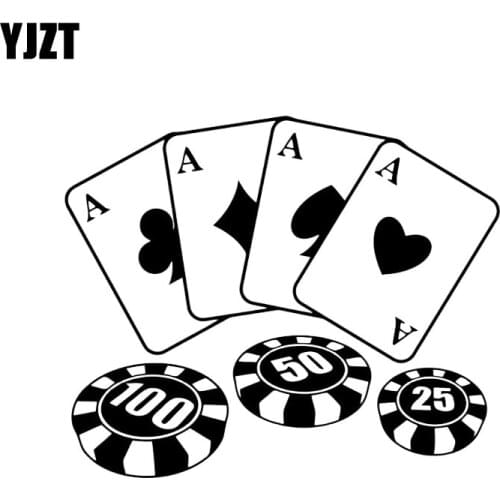 YJZT 15.2*12.6CM Poker Casino Chips Cards Graphic Car Sticker Vinyl Decoration Motorcycle Bicycle C12-0044