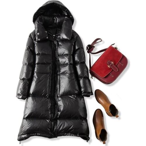 Down Jacket Parka Coat 2019 New Winter Women Jackets Long White Duck Down Jacket Ultralight Hooded Black Snow Outwear Top M406