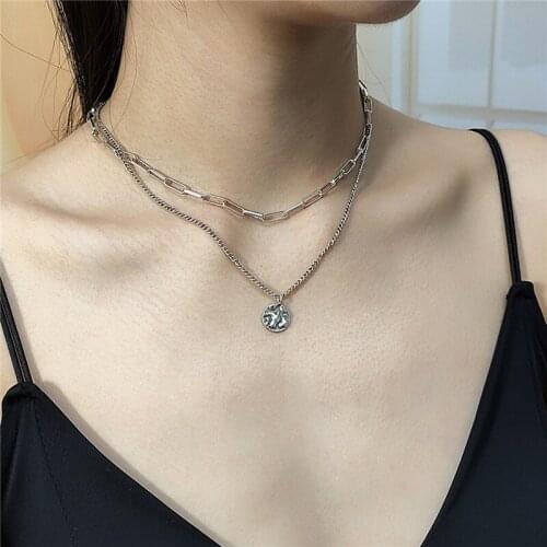 Top Quality 925 Sterling Silver Necklace Female Jewelry Fashion Lady Double Layer Pendant Necklace Girl Valentines Day Gift