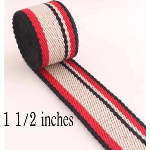 1 1/2 inch 38mm Red White Black Striped Cotton Webbing nylon webbing Belt webbing polyester webbing purse strap handbag supplies