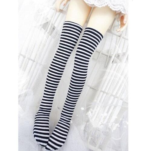 1/3 1/4 SD Bjd Stocking Doll Clothes,Fashion Black and White Stripe Socks Elastic Stockings Pantyhose Accessories for BJD Dolls