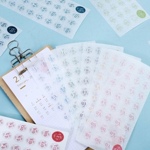 12sheets/Pack Calendar Date Die Cutting Scrapbooking Washi Paper Stickers Set Stationery DIY Diary Record Decoration Supplies