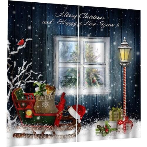 Christmas 3D Photo Curtains Print For Home Office Bedroom Living Room