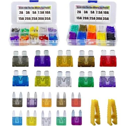 200 Pcs Car Fuses Assortment Set Blade Type Fuse 2A 3A 5A 7.5A 10A 15A 20A 25A 30A 35A AMP With Storage Box And Clip