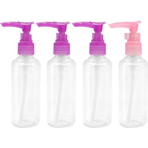 4 PCS 100ml Portable Plastic Empty Refillable Bottle Travel Lotion Shampoo Massage Oil Dispensing Bottle alcohol Pump Bottle