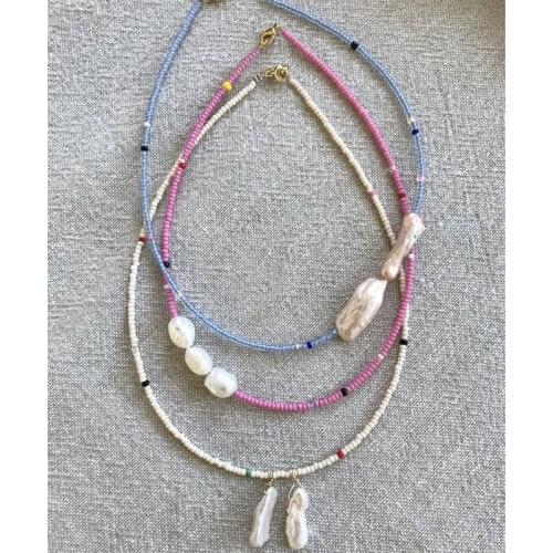 Bohemian dragon COLOR BLOCK CHOKER chocker dainty necklace MULTICOLORED BEADS freshwater pearl womens necklaces jewelry