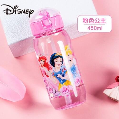 Disney Childrens straw cup Plastic portable anti-fall cup for boys and girls water carafe kawaii water bottle thermos bottle