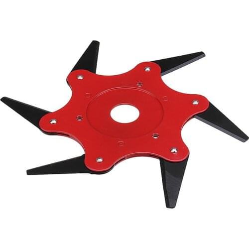 Lawn Mower Trimmer Head 6 Steel Blades Razors 65Mn Lawn Mower Grass Weed Eater Brush Cutter Tool Red For Garden Weed Outdoor