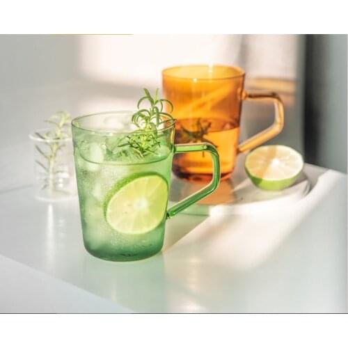 High borosilicate coffee cup hot drink creative stained glass retro drink tea water mark cup420ML