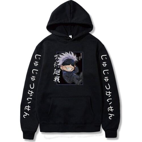 Kawaii Japanese Anime Jujutsu Kaisen Hoodies Men Funny Cartoon Winter Warm Yuji Itadori Graphic Harajuku Sweatshirts GOJO