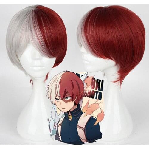 My Hero Academia Boku no Hiro Akademia Shoto Todoroki Shouto White And Red Cosplay Wig