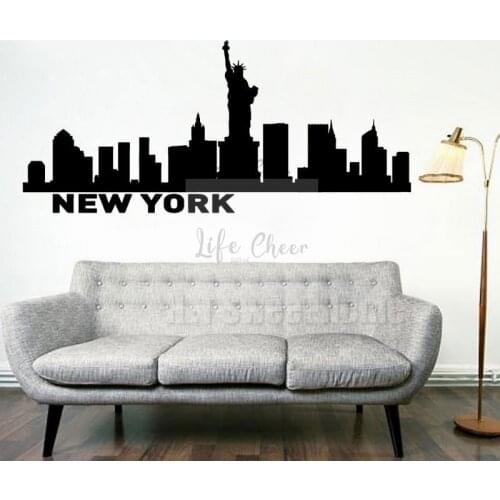 New York Buliding Landscape Wall Decal Home Living Room Decor NY Skyline Cityscape Vinyl Wall Sticker PVC Home Art AC078