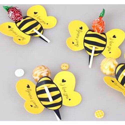 Bee Butterfly Beetle Cute Small Animal Lollipop Decoration Paper Card Manual DIY Lollipop Children Birthday Party Decoration Car