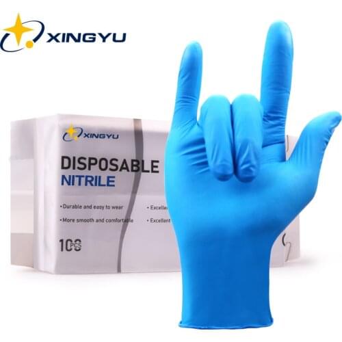 100pcs Disposable Nitrile Gloves Xingyu Blue Food Grade Waterproof Gloves For House Industrial kitchen Garden 100% Nitrile