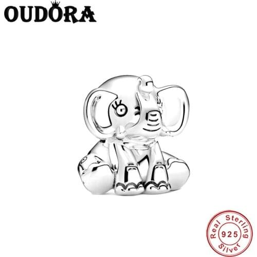 Fit Original Pandora Bracelet Charms 925 Sterling Silver Ellie the Elephant Animal Charm Bead DIY Making Jewelry Berloque Gift