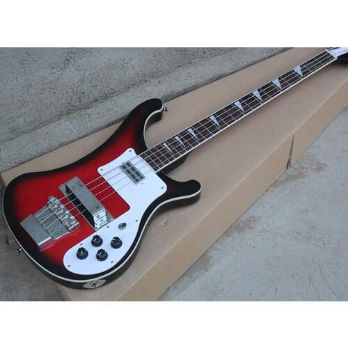 Factory Outlet-4 Strings Black&Red Electric Bass with Black Pickguard,Rosewood Fretboard