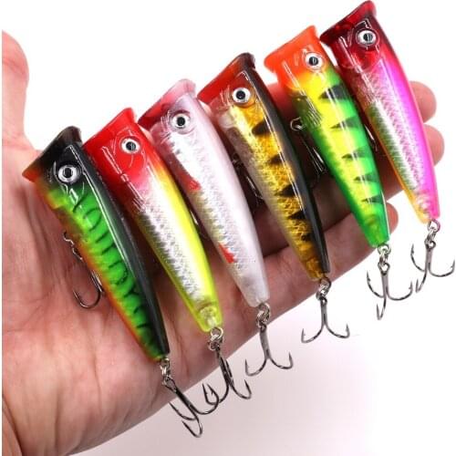 Topwater Popper Fishing Lure 10.2g 7.5cm Big Mouth Artificial Bait With 6# Treble Hook Hard Bait For Pike For Fishing Tackle