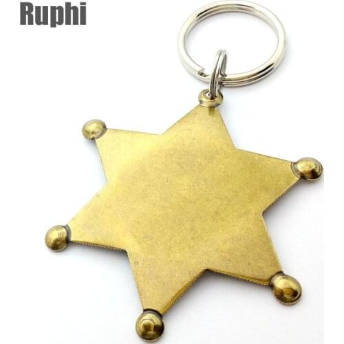 Hexagonal Star Pendant key chain exclusive promotional metal gift chain custom logoes accessories
