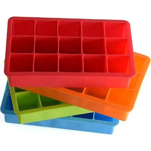 Silicone Ice Molds 15 Lattice Portable Square Cube Chocolate Candy Jelly Mold DIY Ice Cube Mold LX2172