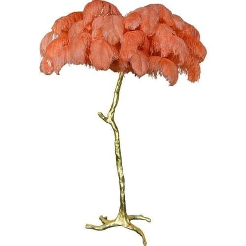 Modern Home Feather Floor Lamp Luxury Copper Gold Decor Standing Lamps for Living Room Bedroom Indoor Lighting Warm Floor Lights