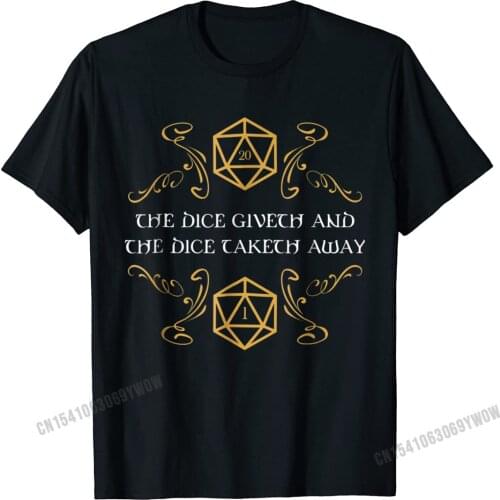 D20 Dice Giveth And Taketh Away Funny Nerdy T-Shirt Camisas Men Cotton Mens Tops & Tees Unique T Shirts Normal Wholesale