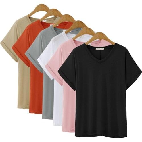 Female Summer Korean V-neck Casual Fashion plus size Women T-shirt LooseFemale Basic Thick Tops