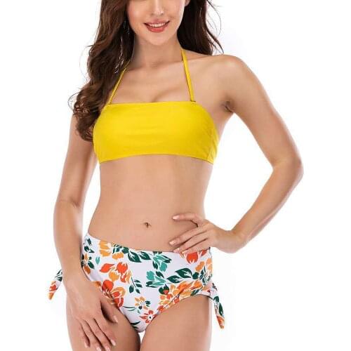 2021 Swimsuit Bra Print Slung Swimming Suit for Women High Waist Swimsuit Women 2 Pieces