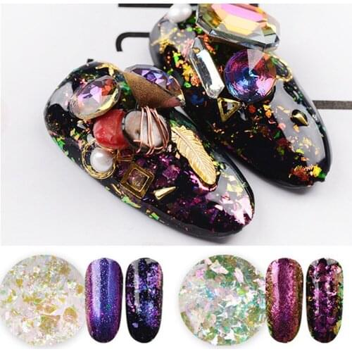 1 box Chameleon Nail Sequins Glitter Dust Flakes Nail Firework Manicure Magic Effect Nail Art Glitter Powder Cattie Girl