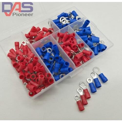 190pcs 6sizes RV Crimp Terminal Ring connector kit Wire Copper Crimp Connector Insulated Cord Pin End Terminal