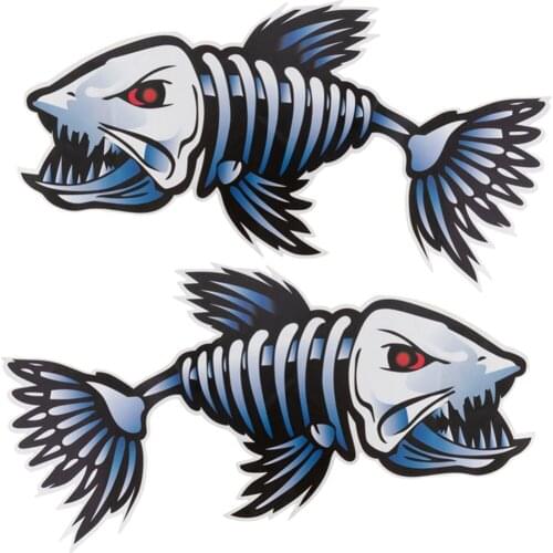 2pcs Shark Skeleton Sticker PVC Rowing Decoration Decal Waterproof Decorative Graphic Paster for Kayak Marine Boat Car