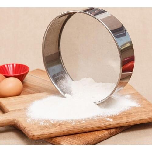 2Pcs/Set Round 40 Mesh Stainless Steel Handheld Flour Sugar Sifter Sieve Shakers Oil Strainer Colander Kitchen Bakeware Tool