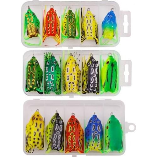 5pcs Frog Lure Topwater Wobblers Bait kit 4cm 5cm 6cm for Pike Artificial Soft Fishing Baits Snake Head Gear