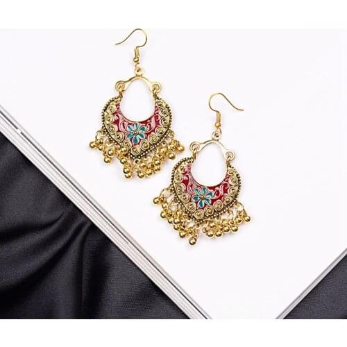 Amader Gypsy Ethnic Alloy Tassel Heart Gold Ladies Earrings Fashion Jewelry Womens Summer Earrings Boucles D'oreilles HXE040