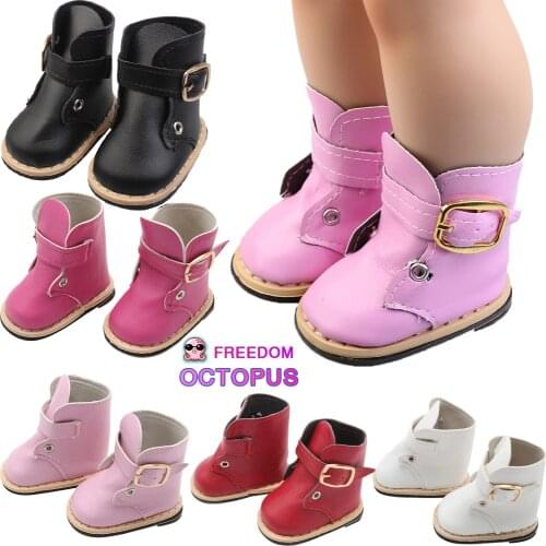 18 Inches American Doll Boots High Quality 6 Colors Leather Girl Doll Shoes For 43cm New Born Russia Diy Dolls Sock