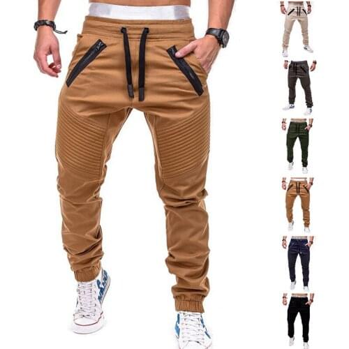 Men Casual Jogger Running Pants Breathable Sportswear Hip Hop Harem Pencil Pants Solid Sweatpants Male Multi-Pocket Trousers