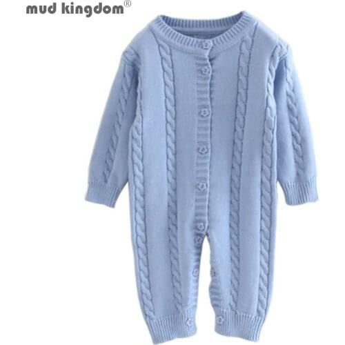 Mudkingdom Autumn Winter Infant Baby Girl Boy Warm Clothes Knitted Sweater Romper Overall Outfit Clothing