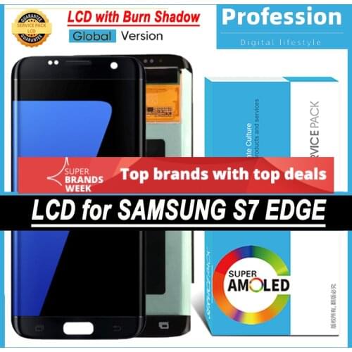 100% Tested 5.5'' AMOLED Display with Burn Shadow for Samsung Galaxy S7 edge G935 G935F LCD Touch Screen Repair Parts