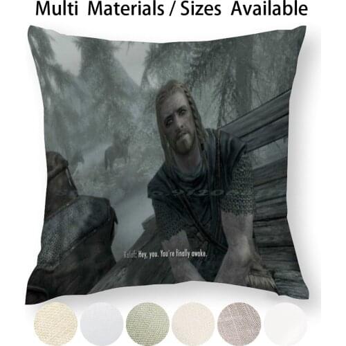 Hey , You. You're Finally Awake Pillow Case Throw Pillow Cover Cotton Linen Flax Skyrim Hey You Youre Finally Awake Funny Meme