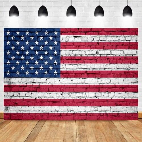 NeoBack American Flag Brick Wall Photography Backdrop Independence Day 4th of July Photo Background