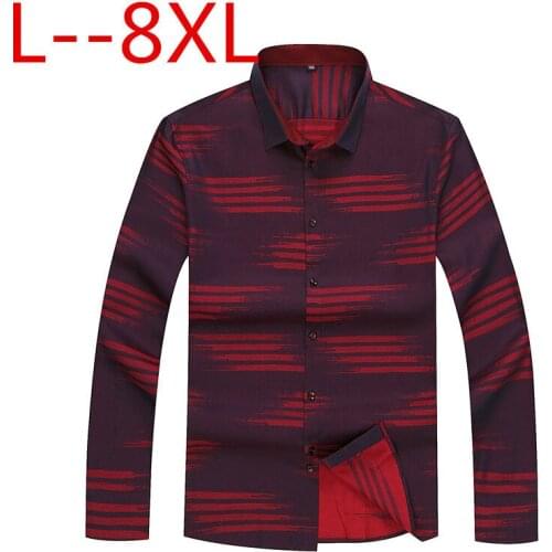 Plus 10XL 8XL 6XL 5XL 4XL Men Hawaiian long Sleeve Shirt Male Luxury Cotton Aloha Flower Floral striped Casual Shirt Clothes