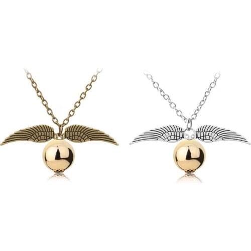 Harried Golden Snitch Quidditch Ball Silver Color Potters Wings Vintage Nacklace SteamPunk Fashion Movie Jewelry