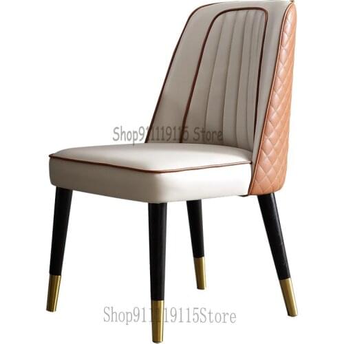Italian Light Luxury Leather Dining Chair Modern Simple Size Household Combination Nordic Solid Wood Foot Coffee Shop Leisure Ch