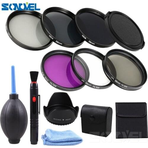 52 55 58 62 67 72 77mm UV CPL FLD ND2 ND4 ND8 Neutral Density Photography Filter Kit +Lens hood Cap For Camera Video Lens