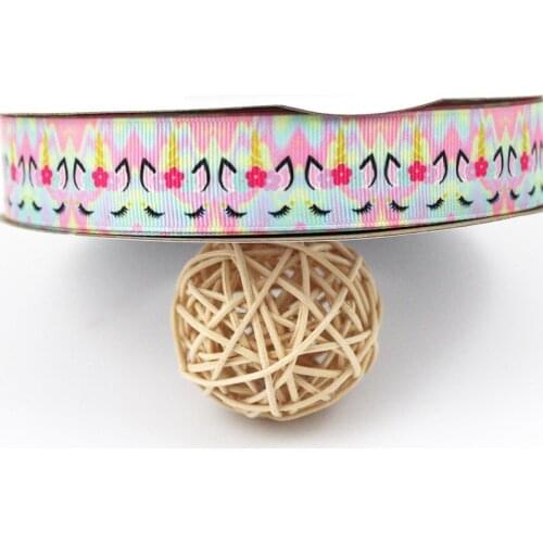 Rainbow unicorn printed grosgrain ribbon stripe ribbon 16mm-75mm 10/25/50 yards wedding decorative ribbons DIY craft webbing