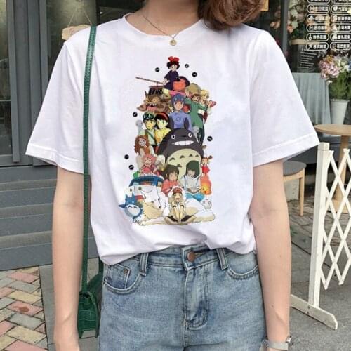 Summer Funny Totoro T-shirt Women Tops Spirit Away Shirt Studio Ghibli T-shirt Japanese Anime Graphic Harajuku Woman Tee